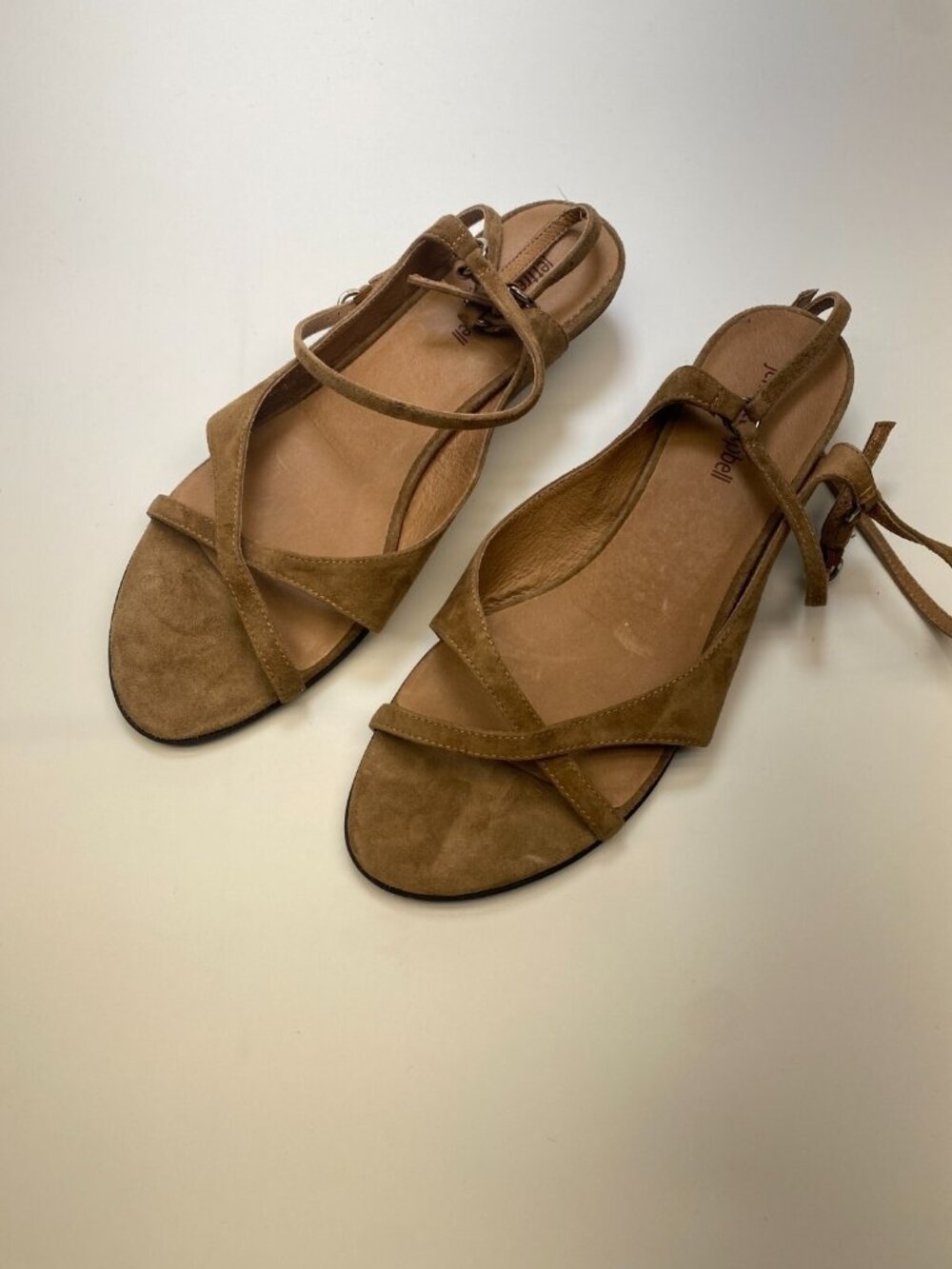 Jeffrey Campbell Womens Mistie Strappy Kitten Dusty Tan Suede Heel Sandal Sz 9